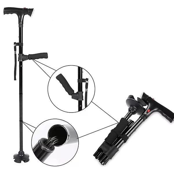 Folding Walking Cane with Built-in LED Light Stick