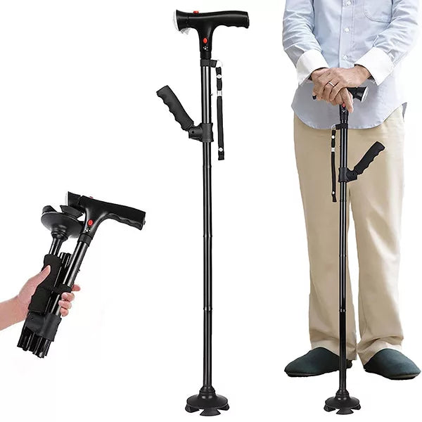 Folding Walking Cane with Built-in LED Light Stick