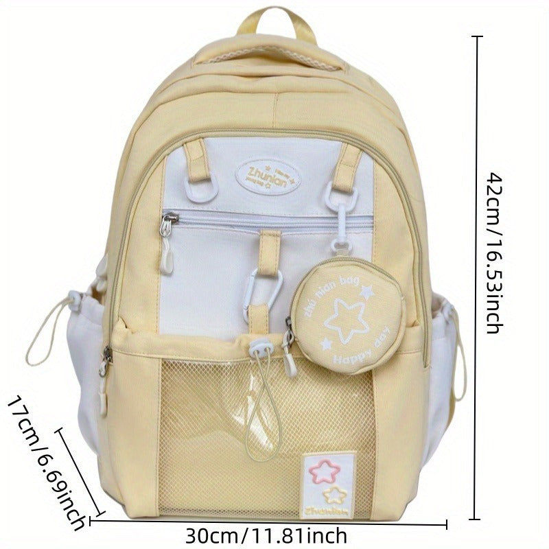 Girls Adjustable Strap Backpack School Bag with Bunny Charms