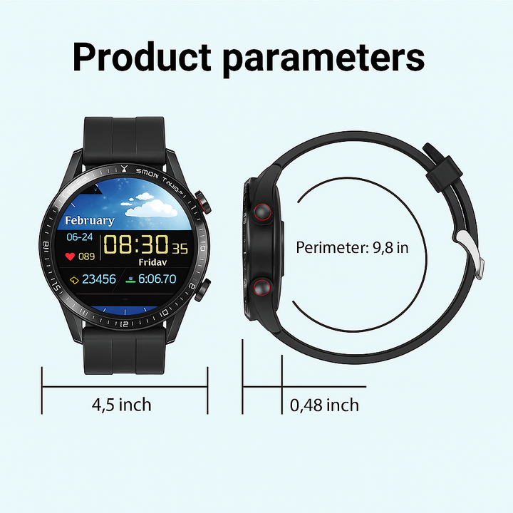 Smartwatch Blood Pressure Heart Rate Monitor Health Tracker