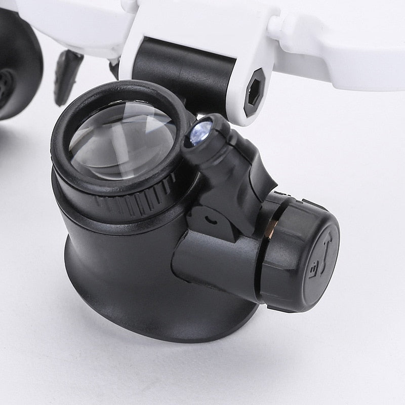 Headband Magnifying Glasses with LED Light Adjustable Lens