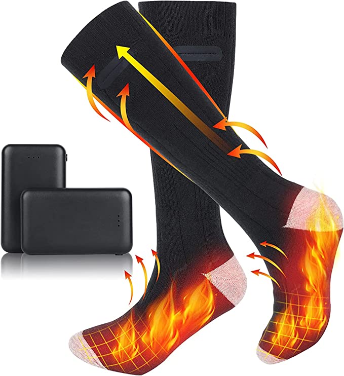 Electric Heated Socks Unisex 2 Pairs Foot Warmers Battery Powered