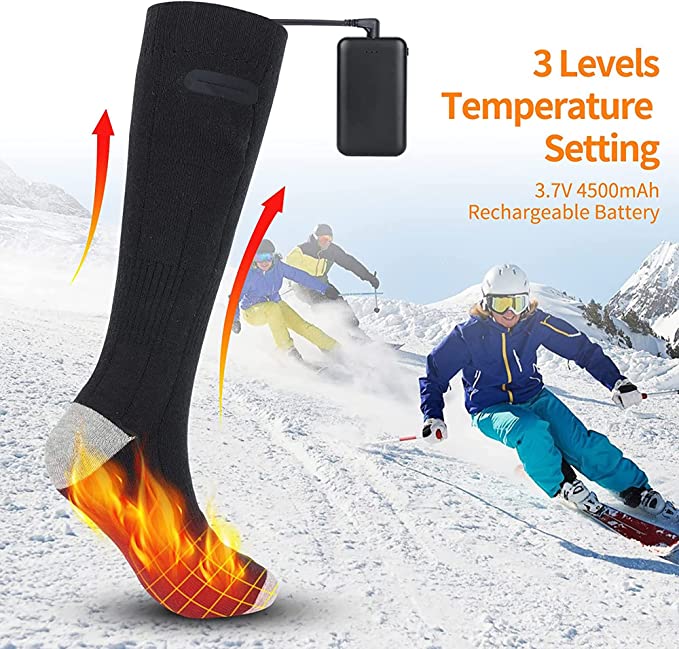 Electric Heated Socks Unisex 2 Pairs Foot Warmers Battery Powered