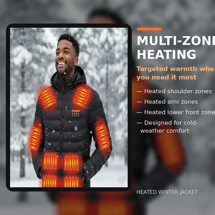 Heated Puffer Jacket 21 Heating Zones Adjustable Temperature