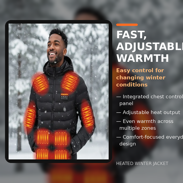 Heated Puffer Jacket 21 Heating Zones Adjustable Temperature