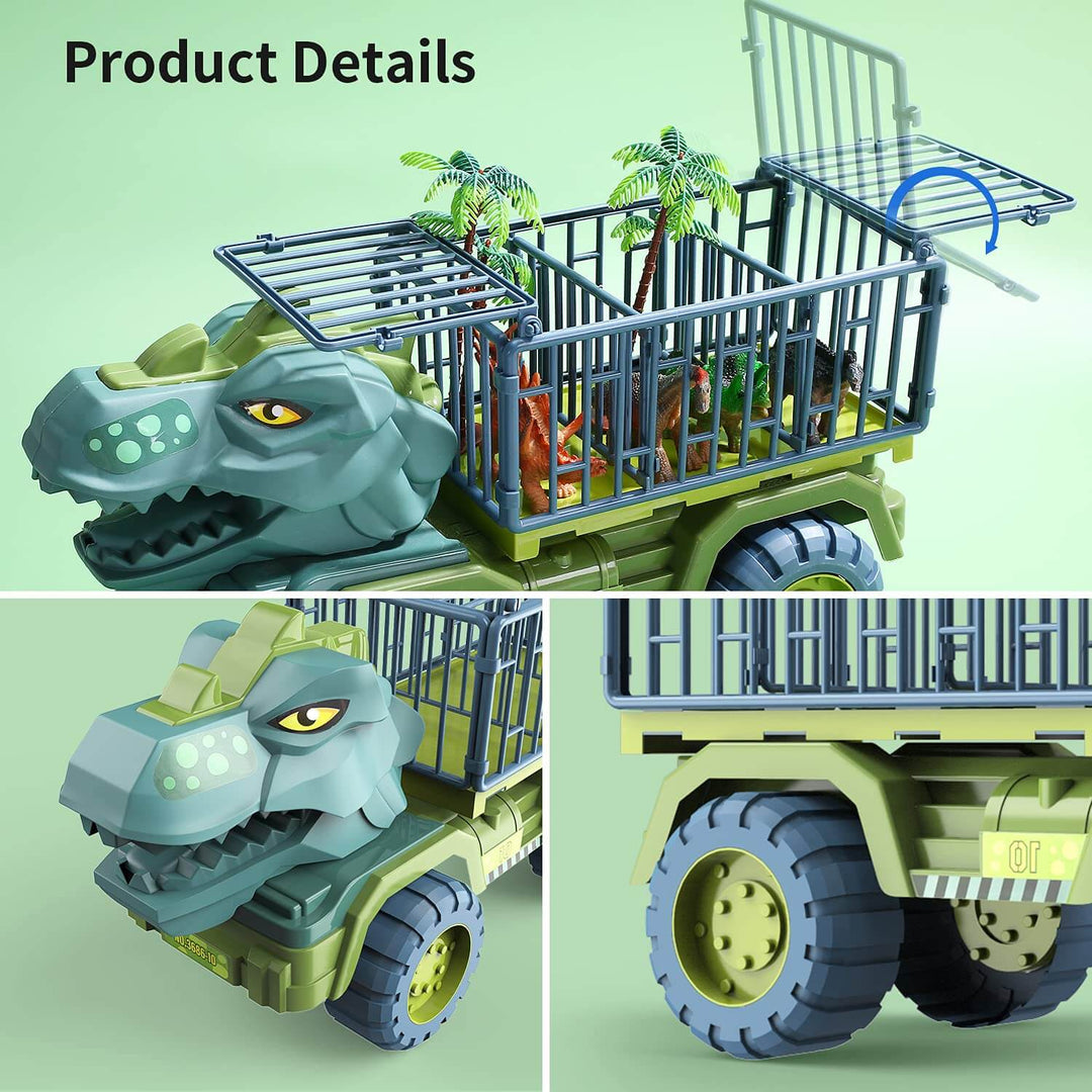 Dinosaur Transport Truck Toy Set Car Carrier Vehicle Playset