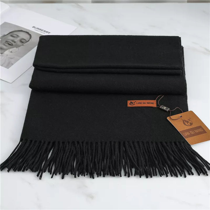 Cashmere Feel Winter Scarf with Tassels