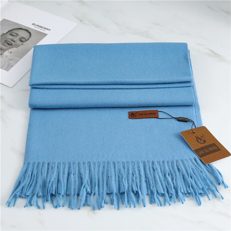 Cashmere Feel Winter Scarf with Tassels
