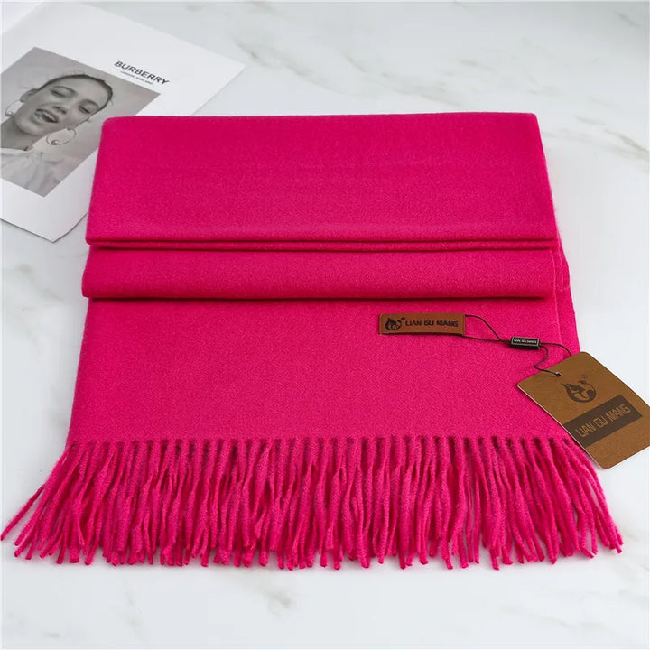 Cashmere Feel Winter Scarf with Tassels