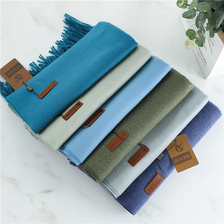 Cashmere Feel Winter Scarf with Tassels