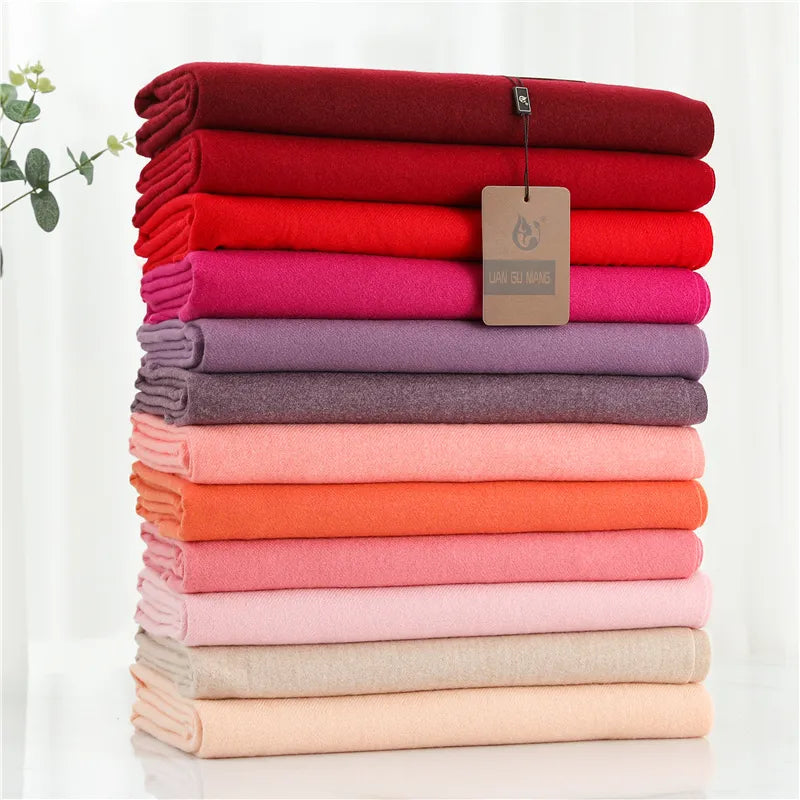Cashmere Feel Winter Scarf with Tassels