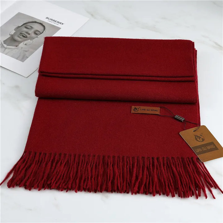 Cashmere Feel Winter Scarf with Tassels