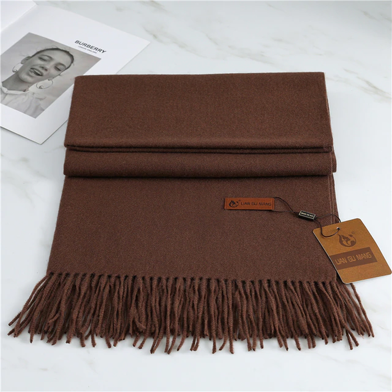 Cashmere Feel Winter Scarf with Tassels