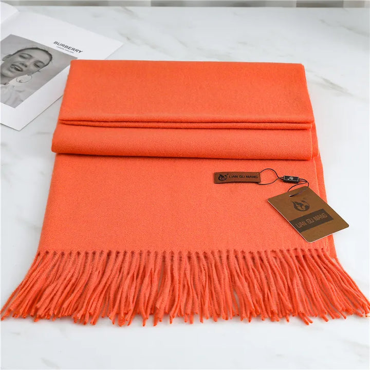 Cashmere Feel Winter Scarf with Tassels