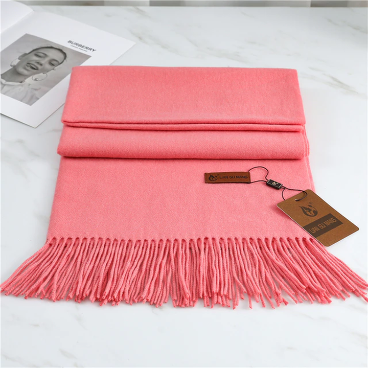 Cashmere Feel Winter Scarf with Tassels