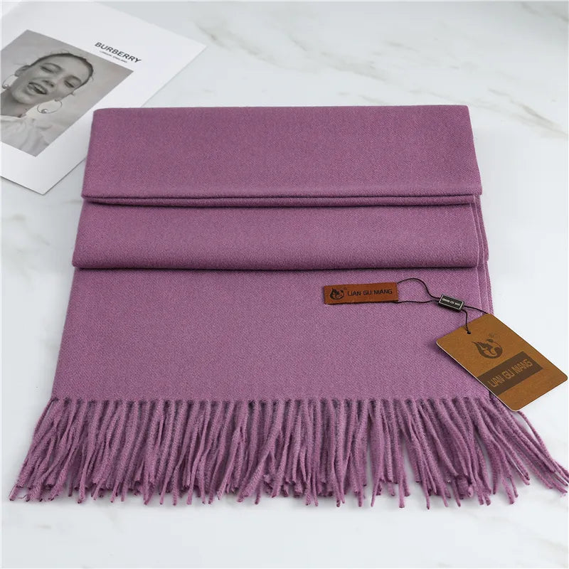 Cashmere Feel Winter Scarf with Tassels