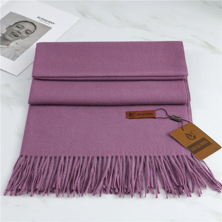Cashmere Feel Winter Scarf with Tassels