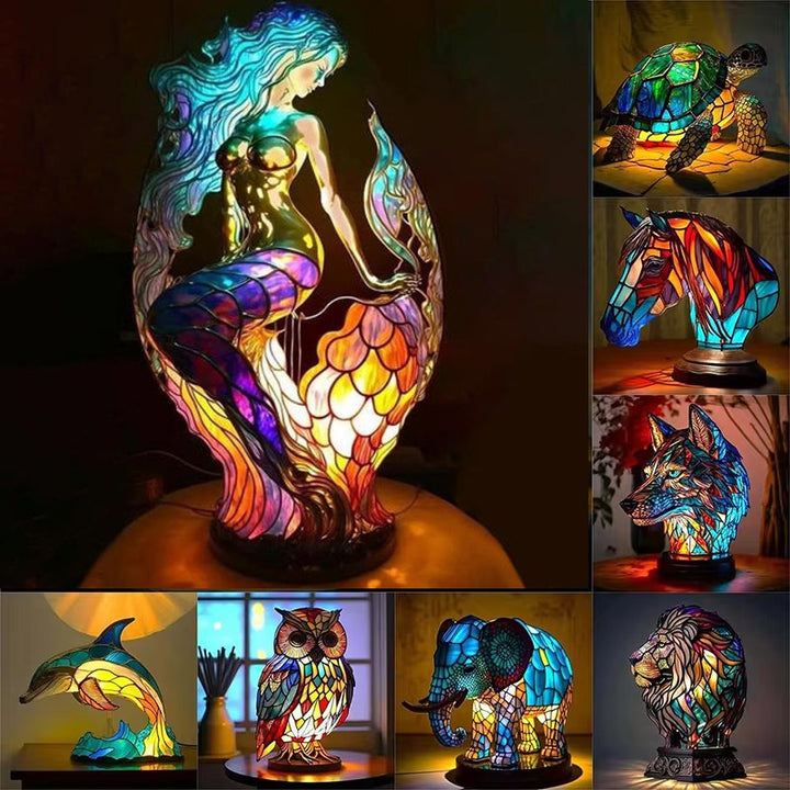Animal Shape Acrylic LED Table Lamp with 12 Design Options Turtle Owl Lion Mermaid