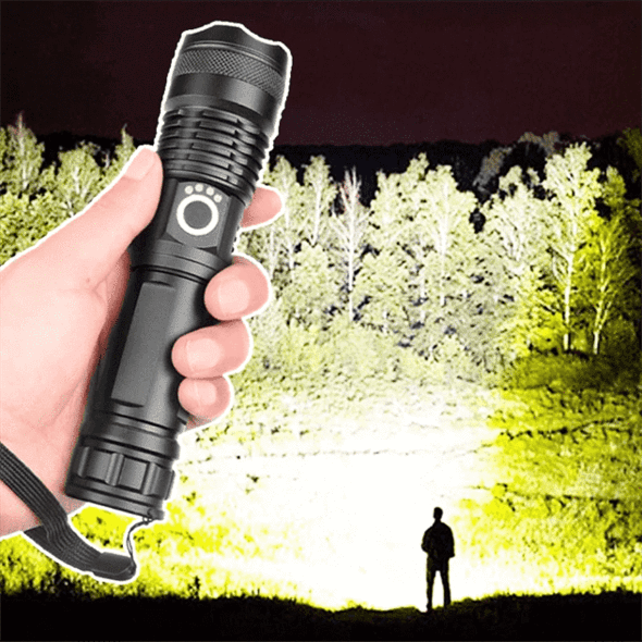 LED Rechargeable Zoom Flashlight Torch with Aluminium Body