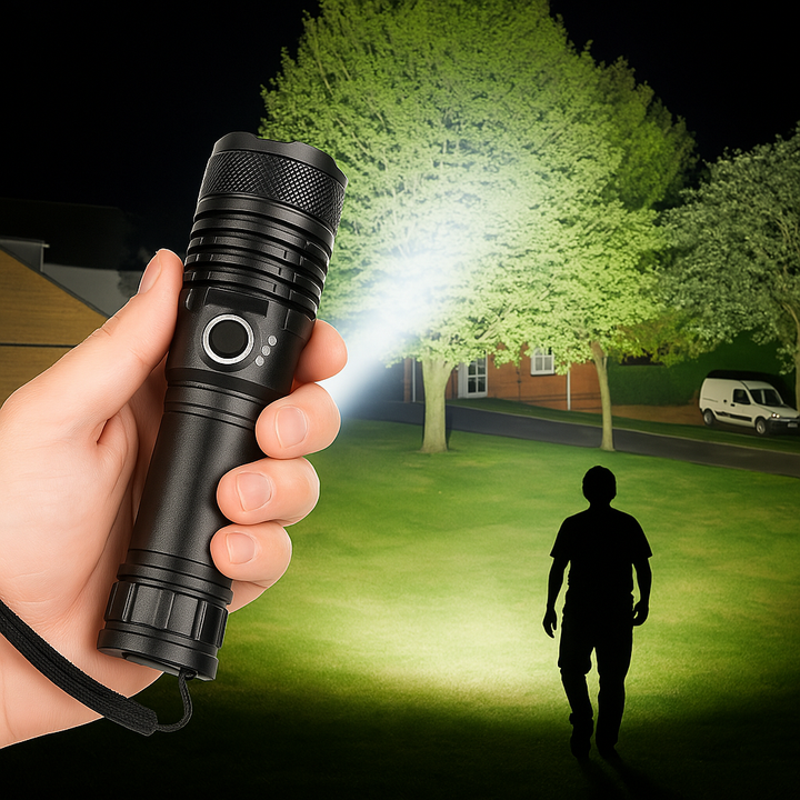 LED Rechargeable Zoom Flashlight Torch with Aluminium Body