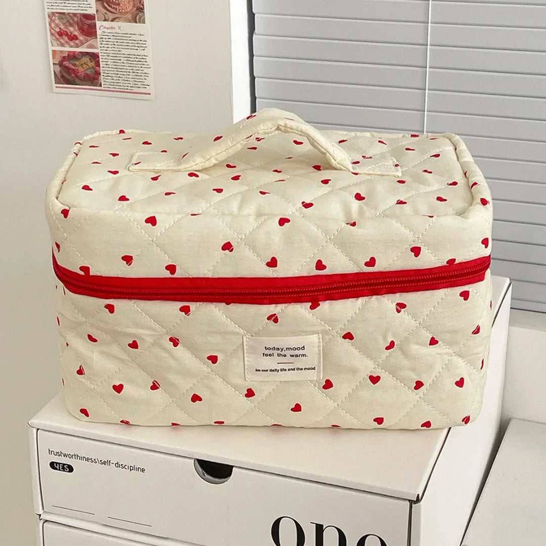 3 Piece Quilted Makeup Bag Set Travel Cosmetic Organizer Pouches