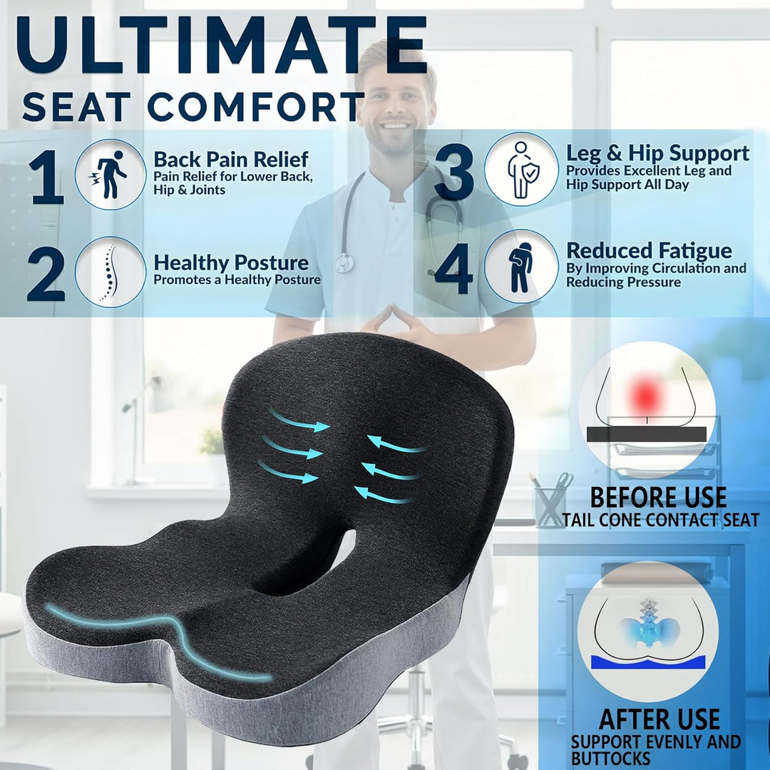 Memory Foam Seat Cushion for Office Chair and Truck Seat Cushion