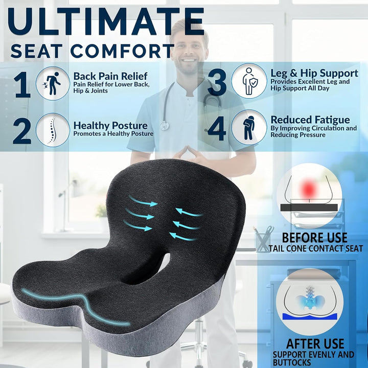 Memory Foam Seat Cushion for Office Chair and Truck Seat Cushion