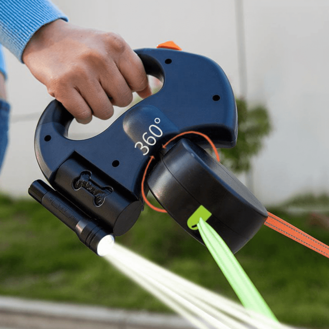 Double Dog Leash with Built-in LED Flashlight