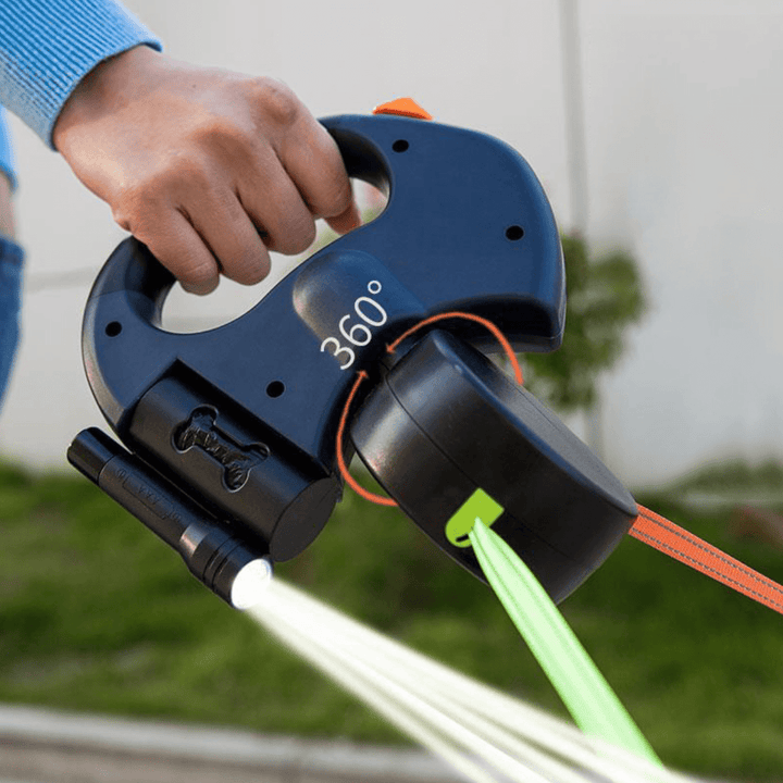 Double Dog Leash with Built-in LED Flashlight
