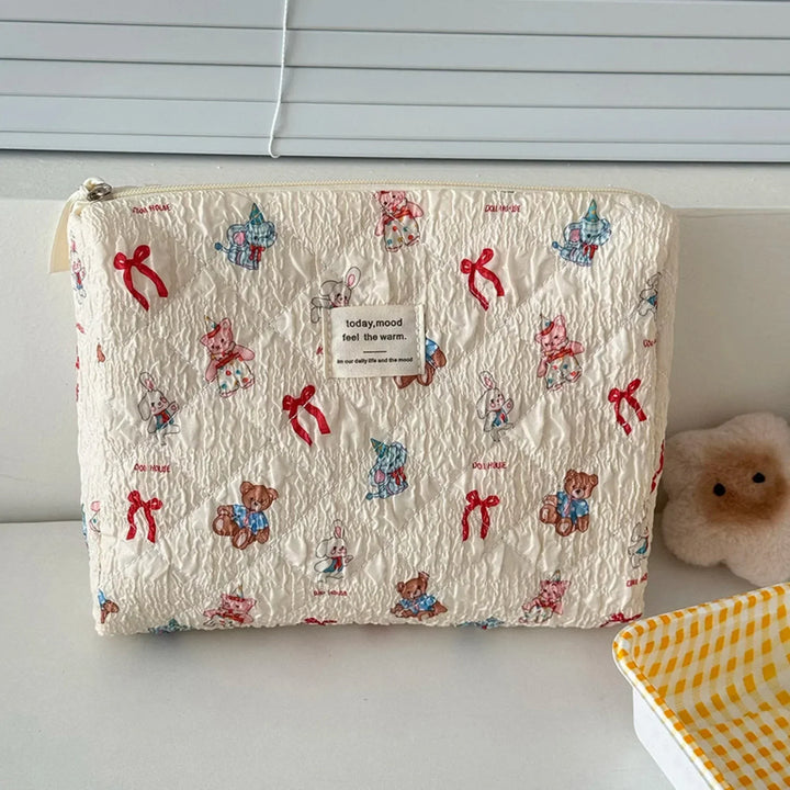 3-Piece Quilted Cartoon Pattern Cosmetic Bag Set