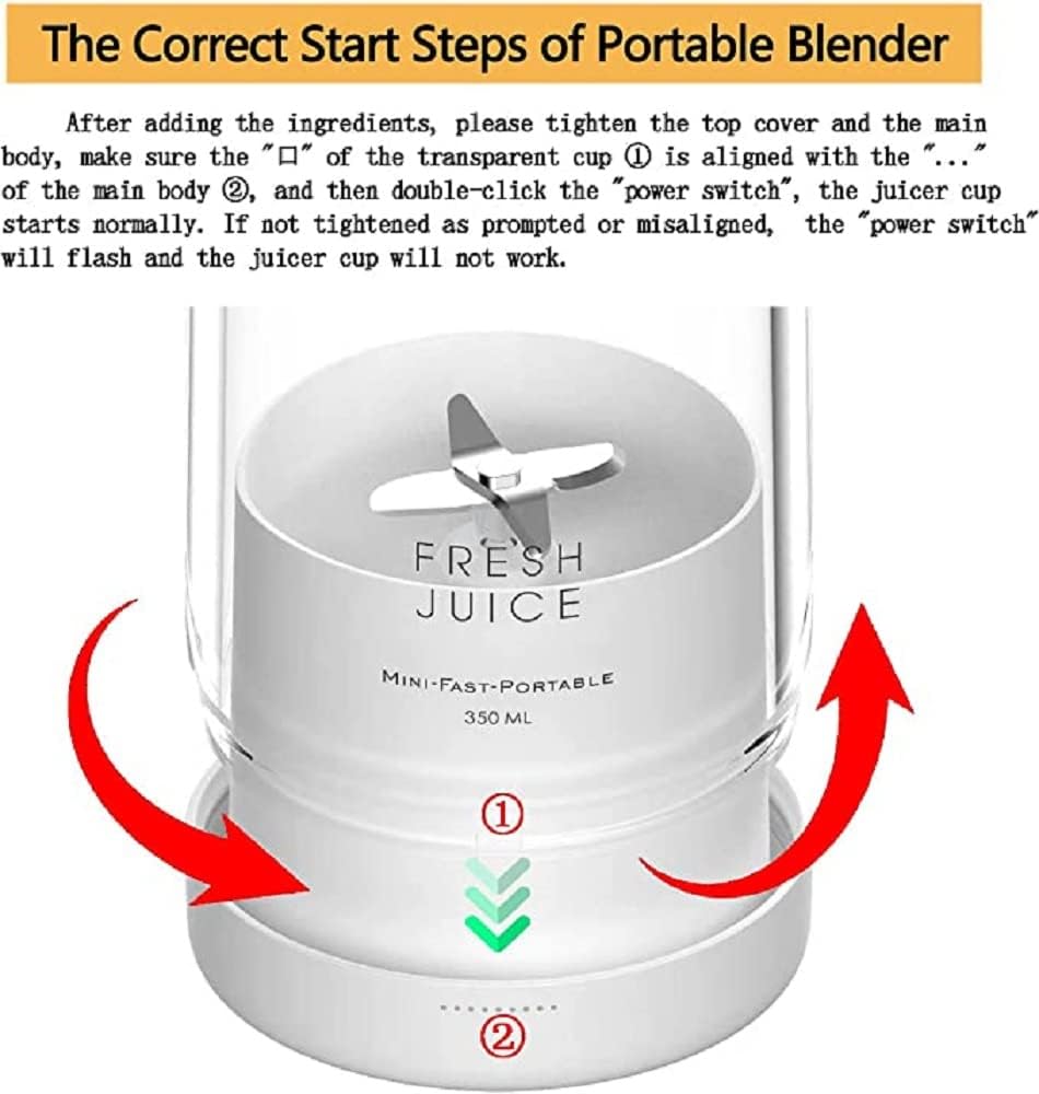 Personal Blender USB Rechargeable Portable Smoothie Mixer Bottle