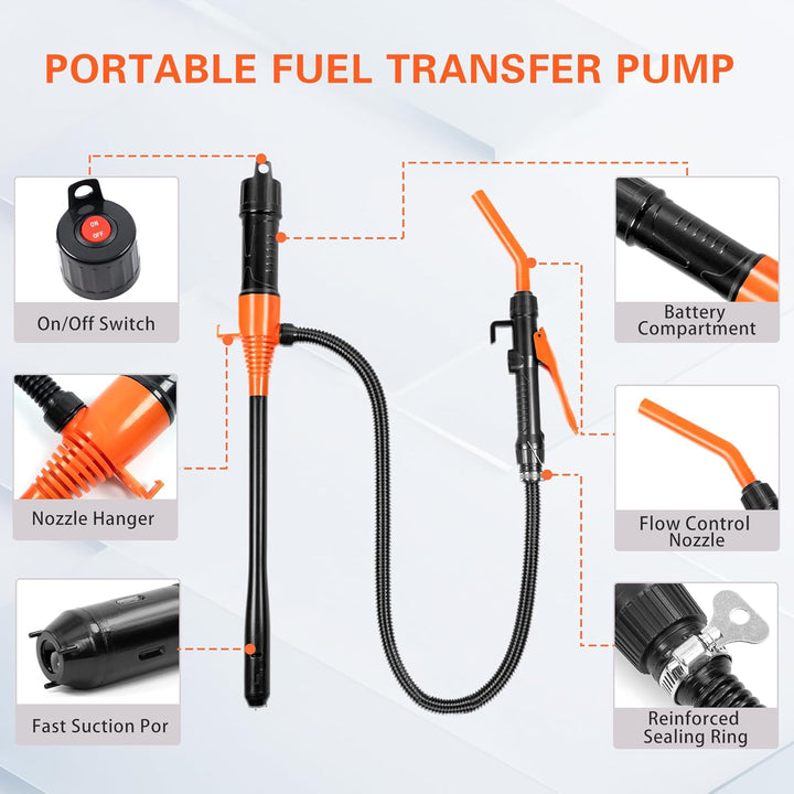 Battery Powered Fuel Transfer Pump Siphon for Gasoline Vehicles