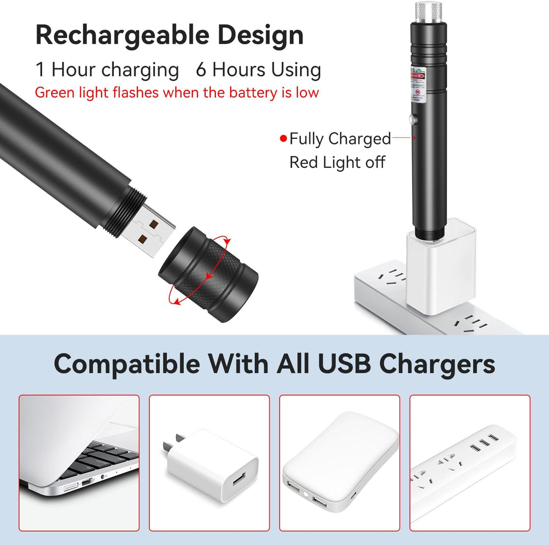 Rechargeable Metal Laser Pointer Pen with Torch Light