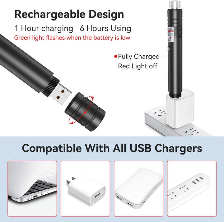 Rechargeable Metal Laser Pointer Pen with Torch Light