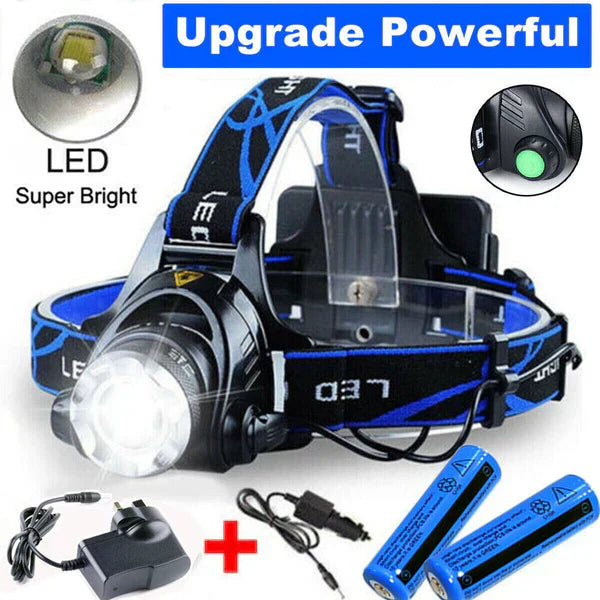 Rechargeable LED Headlamp with Zoomable Tactical Flashlight
