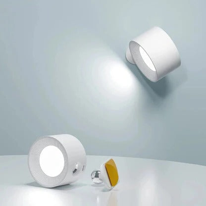 Rechargeable Circular LED Wall Light 360 Degree Rotating Fixture