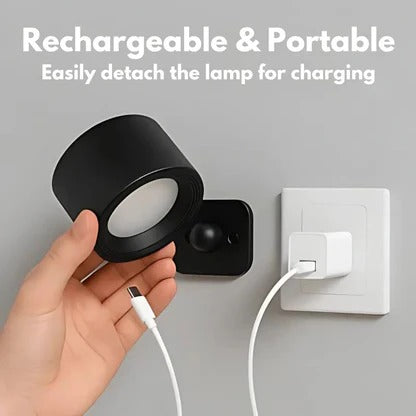 Rechargeable Circular LED Wall Light 360 Degree Rotating Fixture