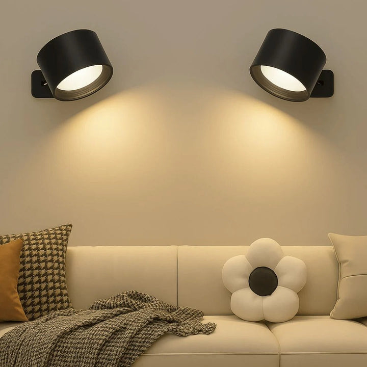 Rechargeable Circular LED Wall Light 360 Degree Rotating Fixture