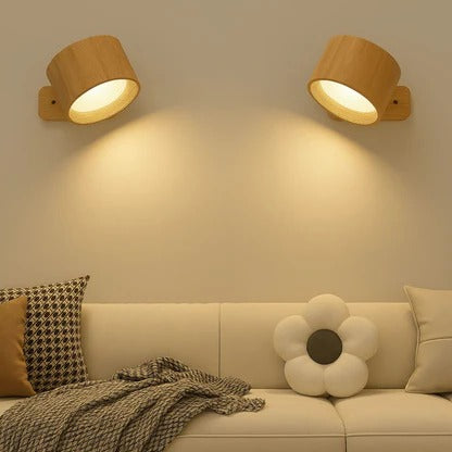 Rechargeable Circular LED Wall Light 360 Degree Rotating Fixture