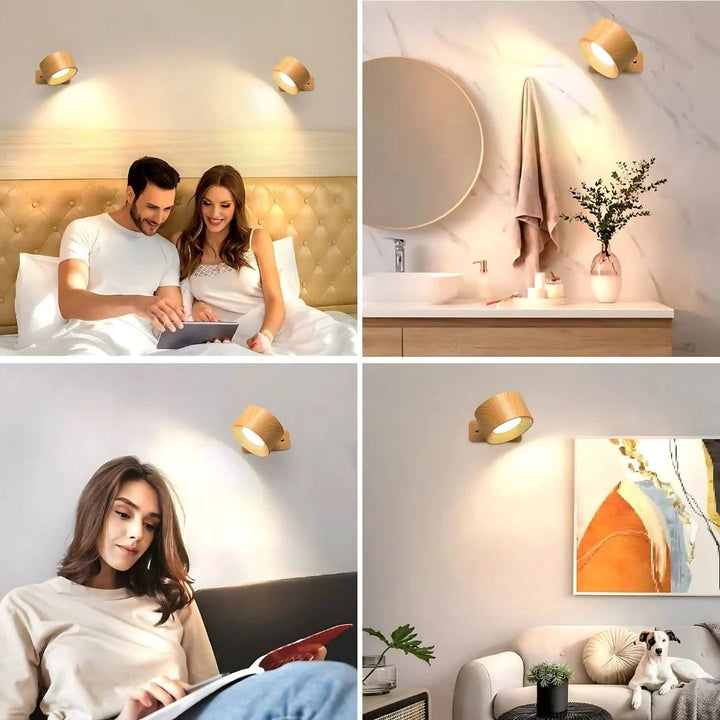 Rechargeable Circular LED Wall Light 360 Degree Rotating Fixture
