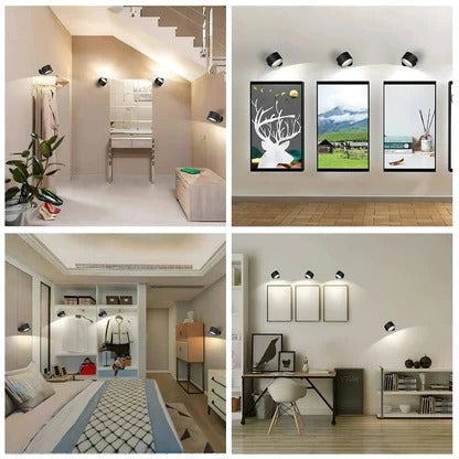Rechargeable Circular LED Wall Light 360 Degree Rotating Fixture