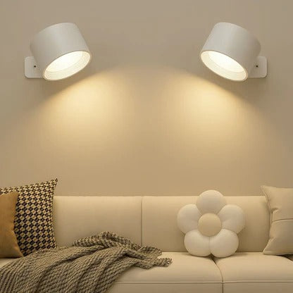 Rechargeable Circular LED Wall Light 360 Degree Rotating Fixture