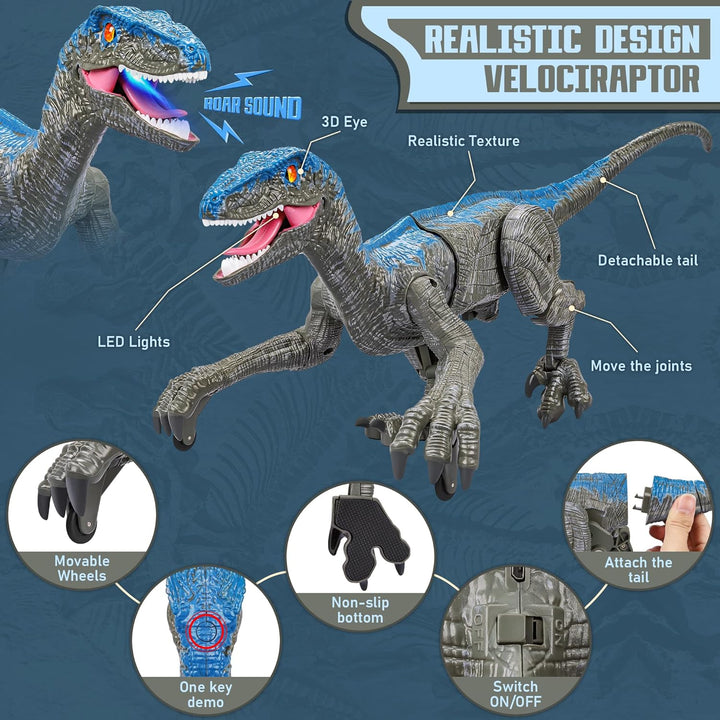 Halloween Remote Control Dinosaur Light Up RC Raptor Toy