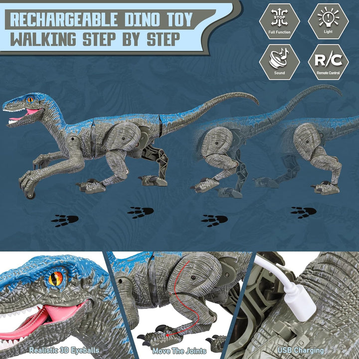 Halloween Remote Control Dinosaur Light Up RC Raptor Toy