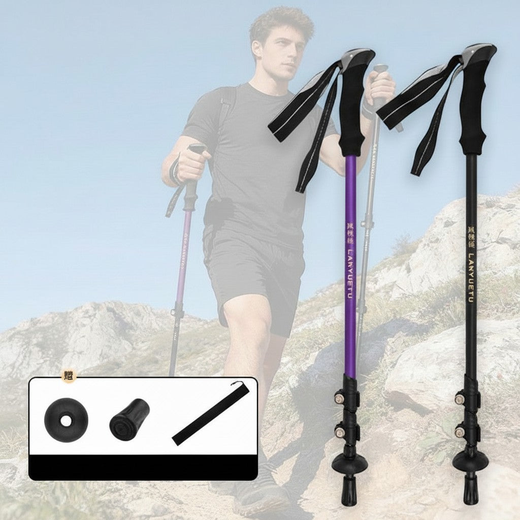 Adjustable Telescopic 3-Section Trekking Poles Carbon Fiber Lightweight