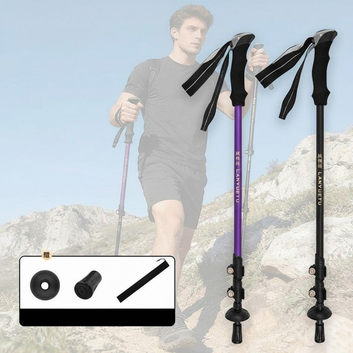 Adjustable Telescopic 3-Section Trekking Poles Carbon Fiber Lightweight