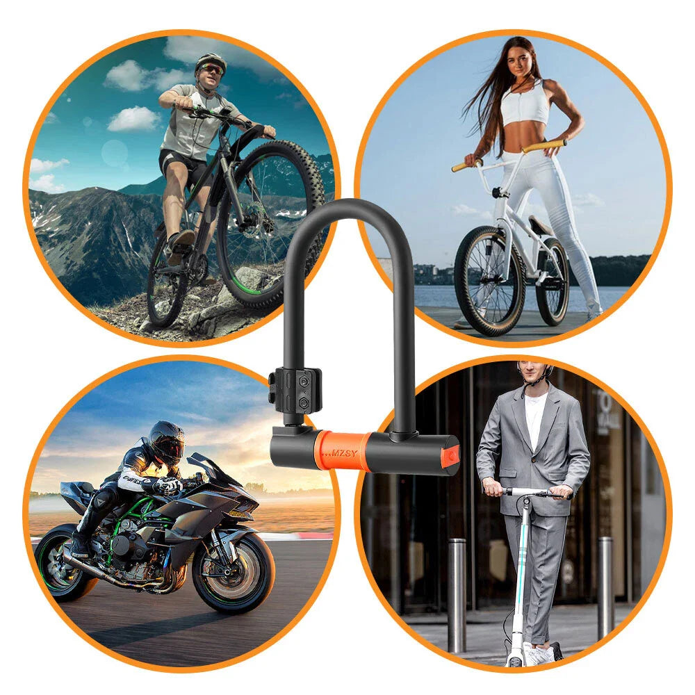 U Lock Bicycle Lock with Steel Security Cable Heavy Duty 16mm