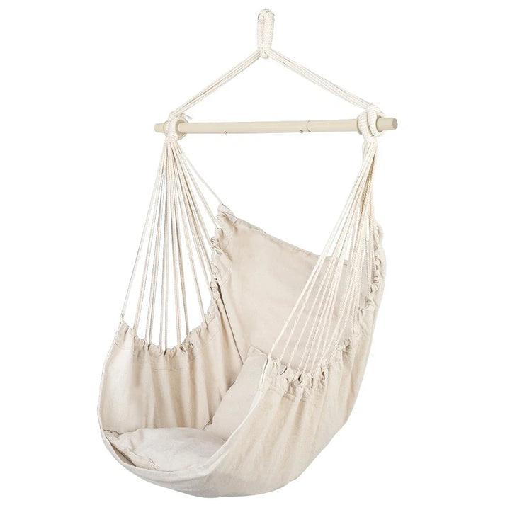 Hammock Rope Chair Swing Seat with Pillows for Patio Camping