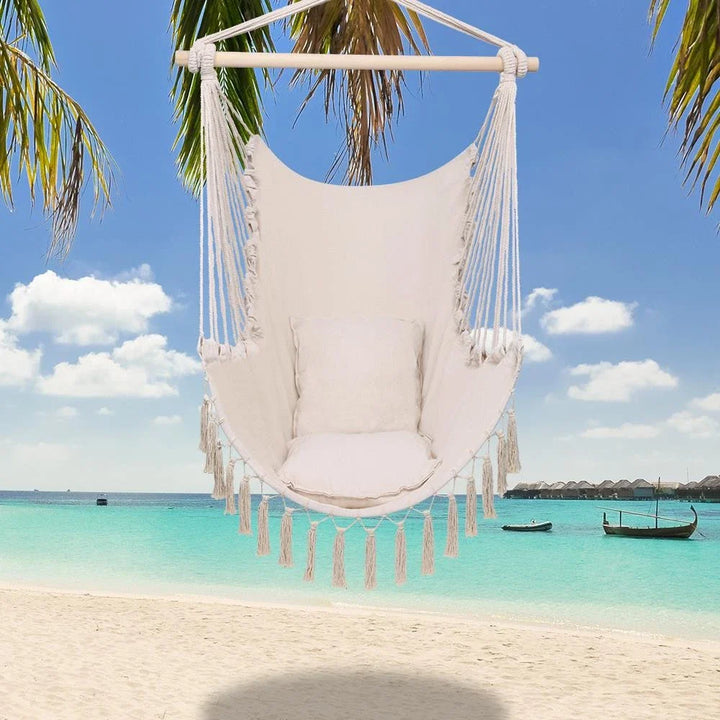 Hanging Rope Hammock Chair Swing Seat for Outdoor Patio Porch Camping