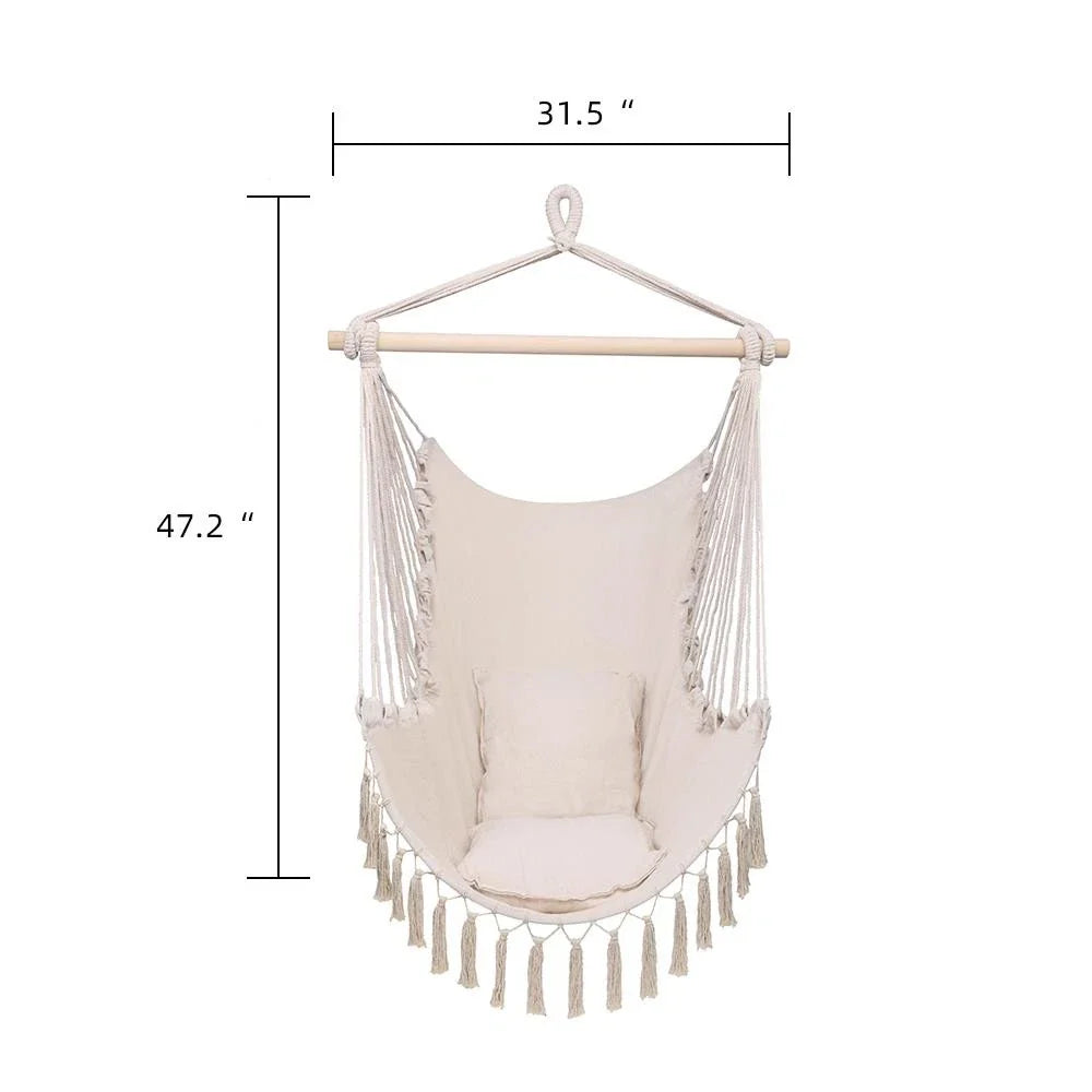 Hanging Rope Hammock Chair Swing Seat for Outdoor Patio Porch Camping